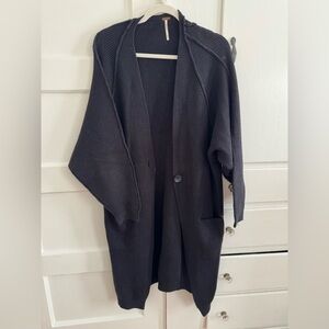 Oversized Black Button Cardigan